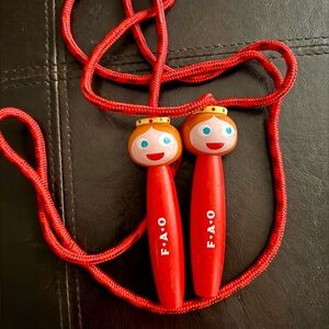FAO Schwarz Red Jump Rope with Wooden Handles